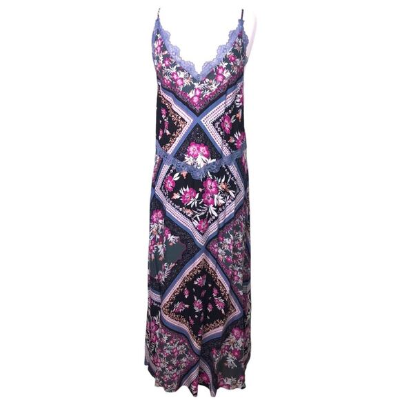 Intimately Free People Stevie Printed Maxi Slip Dress in Graphite Combo Medium - Picture 4 of 11